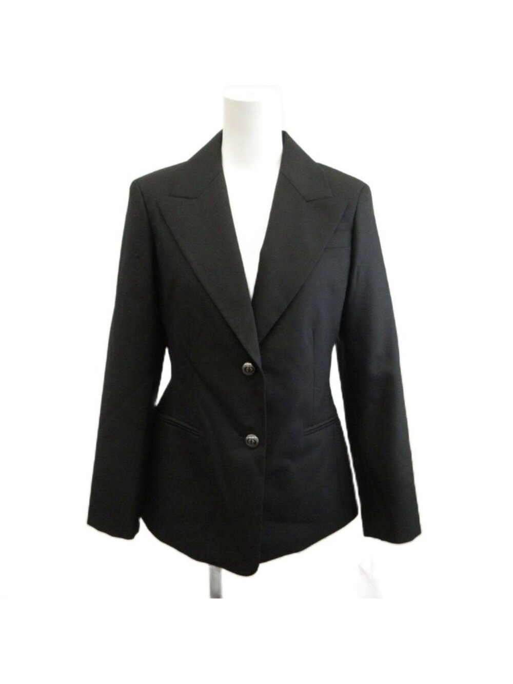 Dior Uniform Uniforme Wool Peak Lapel Tailored Jacket Black CD Logo Button 38